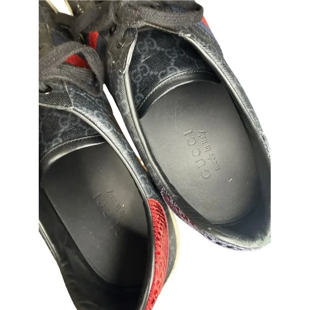 Gucci Ace GG Supreme Web Sneakers Black Grey Canvas Men’s Size 11